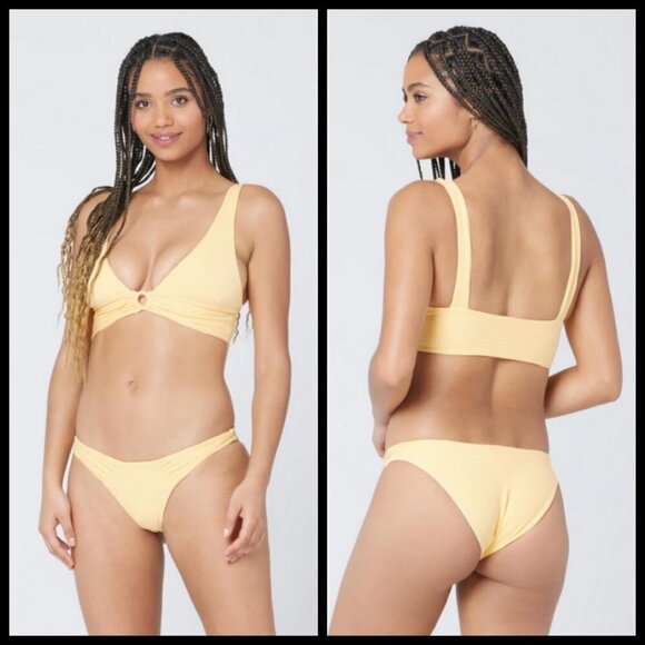💕L*SPACE💕 Eco Chic Repreve Sol Bikini Bottom ~ Ribbed Golden Hour XL NWT - Picture 5 of 14